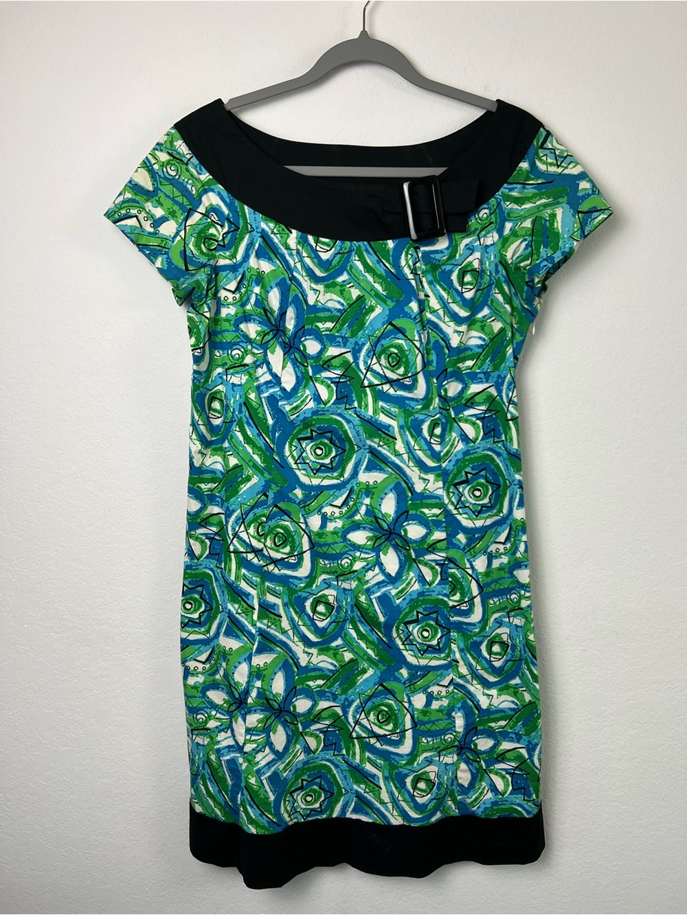 Vintage Karin Stevens Abstract Geometric 50’s Style Cotton Spandex Dress